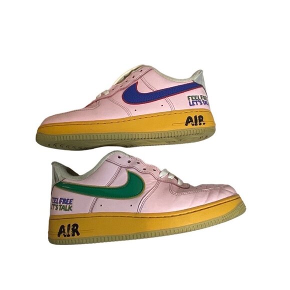 Nike Air Force 1 Low “Feel Free Let’s Talk” Multi-Colored Sneakers Pink Men’s 8 - Picture 6 of 14